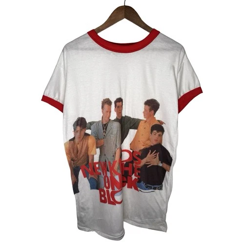 Vintage NKOTB New Kids On the Block Poly Blend Ringer T Shir Vintage vintage concert t-shirt, vintage, size XL, single stitch, B+ condition