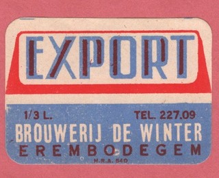 Export Beer Label Brouwerij De Winter Erembodegem Belgium