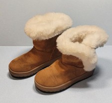 Sonoma Goods For Life Winter Boots Youth Size 2 Chestnut Faux Fur Trim