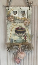 Handgefertigter Deko T&uuml;rkranz Vintage Holz Brett T&uuml;rh&auml;nger Romantik Torte -1005