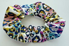 Animal Print Black Pink Blue Scrunchie Ponytail Holder Handmade Scrunchies