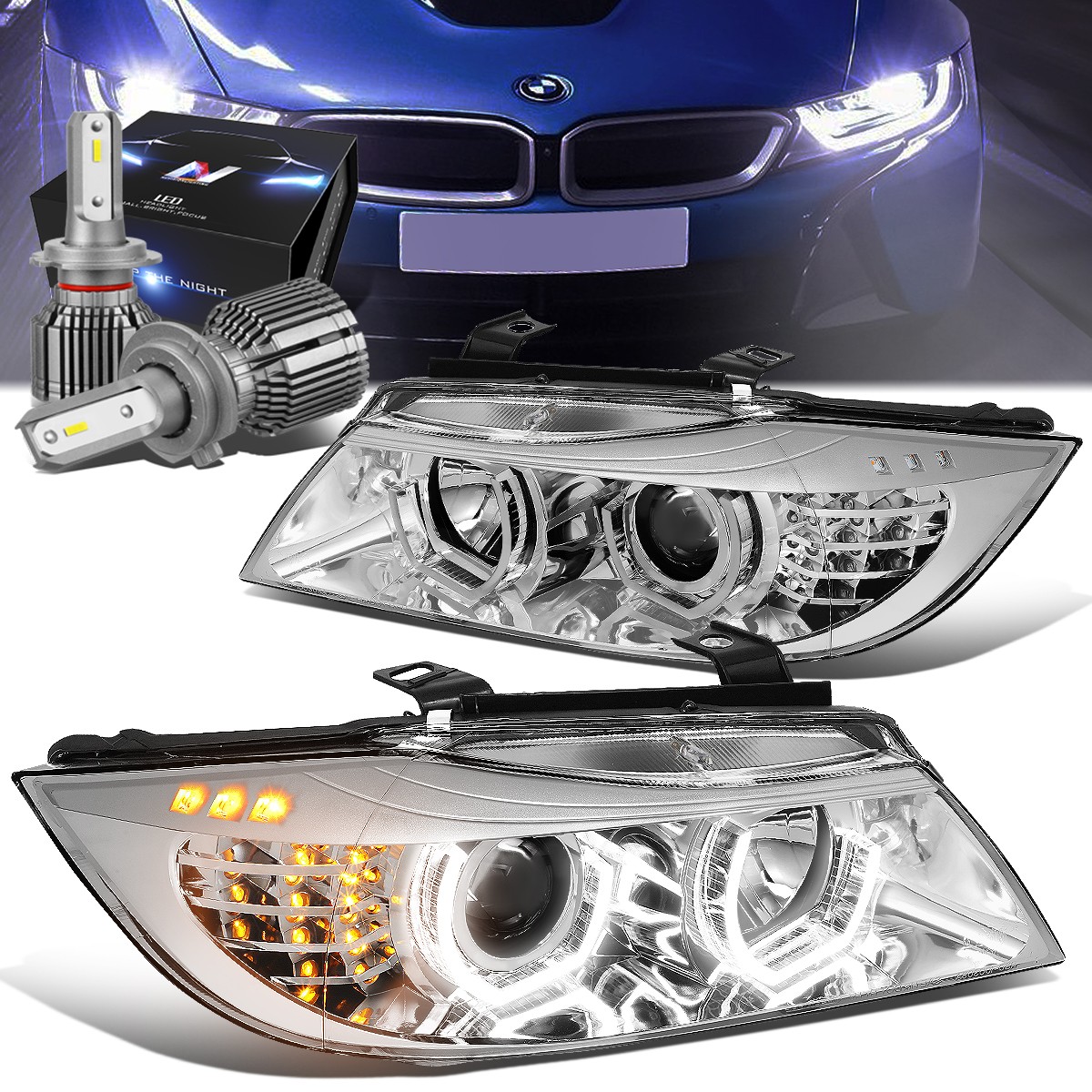 VW Jetta 1999-2004 Chrome Halo Projector Headlights | A1222R8I101