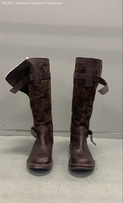 Ugg Women Brown Suede Leather Buckle Riding Boots US 8