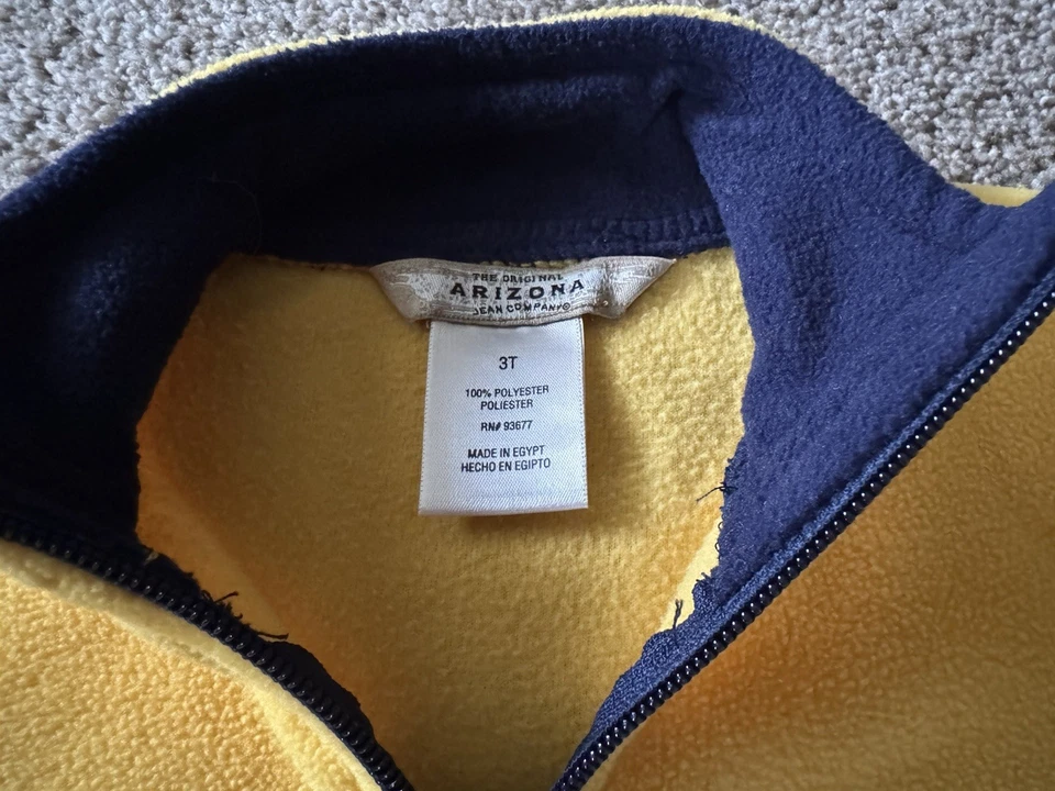 Colete masculino tamanho 3T The Original Arizona Jean Company amarelo com zíper - Imagem 4 de 4