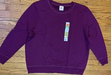 Hanes Women's EcoSmart Crewneck Sweatshirt Purple 2X 18W/20W Cotton Poly NWT JAX