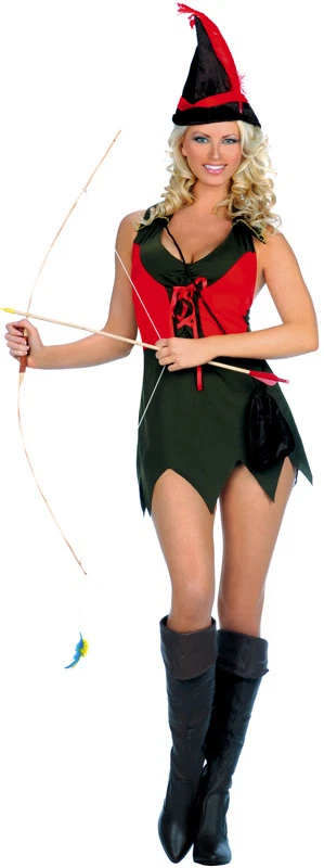 Sexy Disfraz de Halloween Robin Hood de 3 piezas para mujer, sombrero y bolsa incluidos. SM & ML Foto 2 de 2