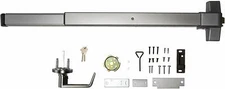 Door Push Bar Panic Exit Device, With Handle, Aluminum Finish Fits 30 - 36 Doors