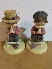 Lefton LI'L Country Folks Pray Today Butterfly Amish Boy & Girl  Debbie Jarratt