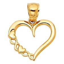 14K Yellow Gold Plated Heart Charm Pendant With Chain In 925 Sterling Silver