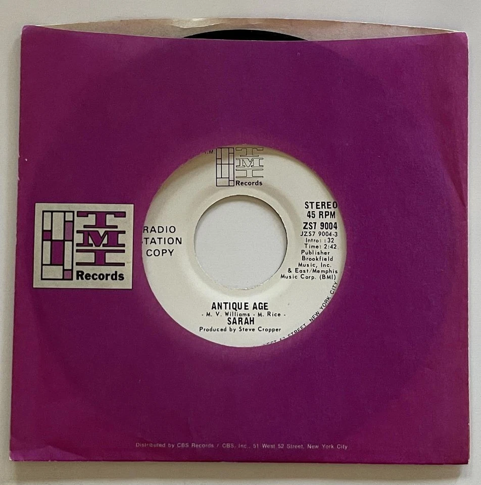 Sarah Antique Age 45 rpm EX+ TMI Records (1972) MONO / STEREO DJ Steve Cropper - Image 2 of 2
