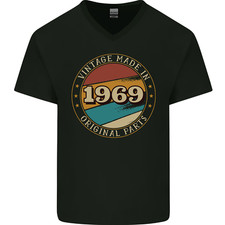 57th Birthday Vintage Made In 1969 Mens V-Neck Cotton T-Shirt