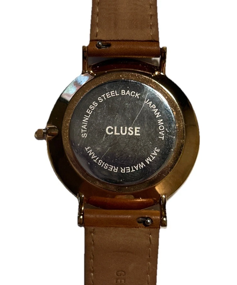 Женские золотистые часы Cluse 9 дюймов коричневый кожаный ремешок новый аккумулятор  - Изображение 4 из 4