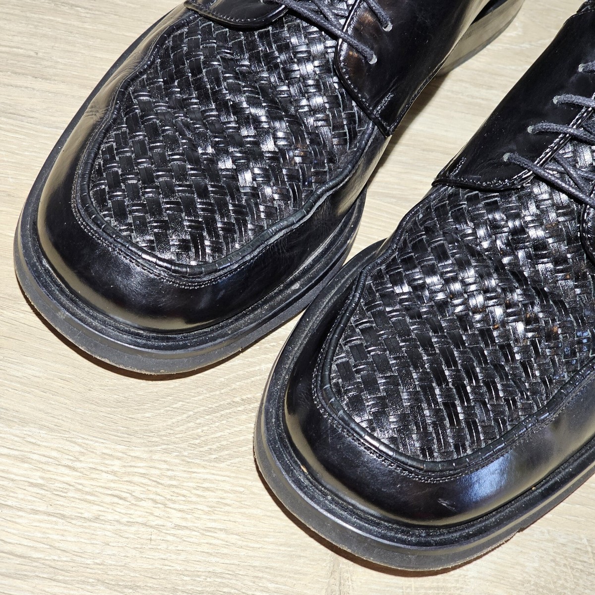 MEZLAN HARO Woven Oxford Blucher Dress Shoes Men\'s Size 8.5 M Black Black MEZLAN HARO Woven Leather Oxford Blucher Dress Shoes  main image 2