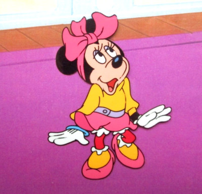 1980's MINNIE MOUSE WALT DISNEY ORIGINAL PRODUCTION CEL + DRAWING mickey shoes
