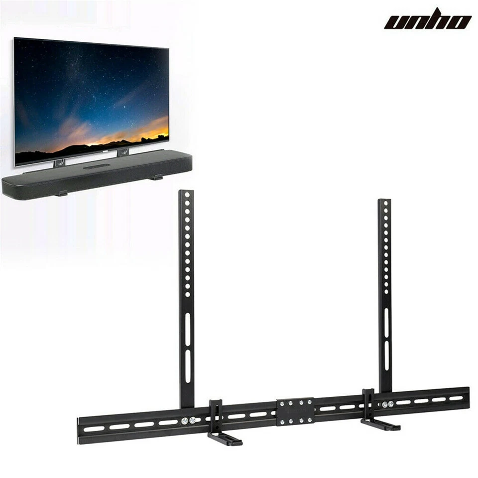 Soporte de barra de sonido ajustable universal para TV Vesa soporte de barra de sonido montaje en pared superior/inferior Foto 2 de 4