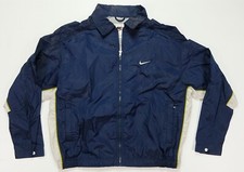 Rare VTG NIKE Swoosh Striped Full Zip Windbreaker Track Jacket 90s 2000s Size XL