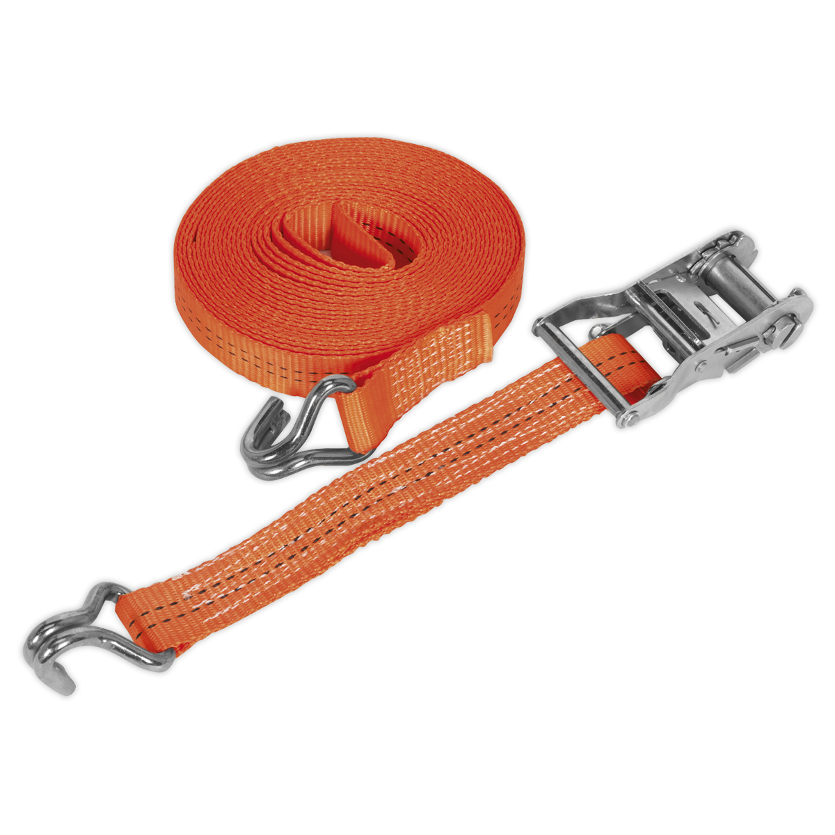 Lot De 4 Sangles à Cliquet 6m X 2000kg - Polyester 35mm Orange - Certifiées TÜV - Pour Arrimage De Chargement