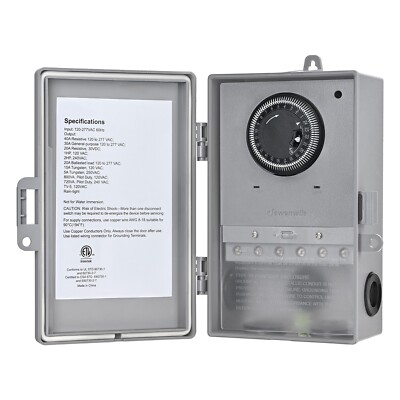 DEWENWILS Pool Pump Timer Outdoor Timer Box, Heavy Duty 24Hr Programmable ON/Off