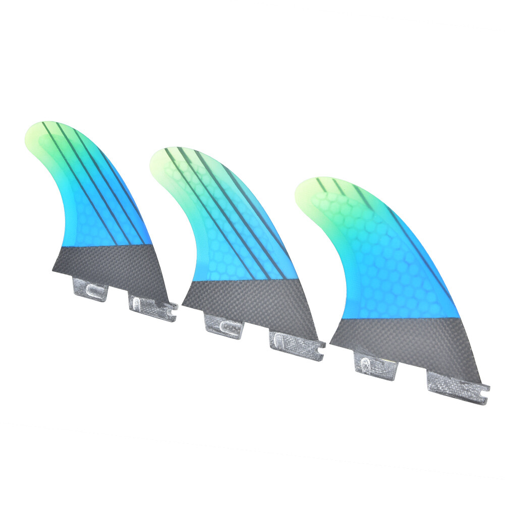 Fiberglas FCS2 Stylish Blau Grün Farbverlauf Surfboard Tail Fin Flexibl_PIP