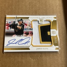 2021 National Treasures Jared Oliva Gold Rookie Patch Auto Autograph RC /49