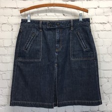 GAP Jeans Denim Kick Pleat Skirt Womans 8 Dark Wash Modest A-line
