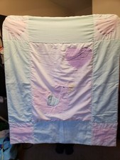 Vintage Baby Crib Blanket w duck holding heart balloon Quilt