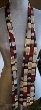 Vintage Jimmy V Red Gold Silver Blue Tree Print Men’s Silk Tie Made In USA