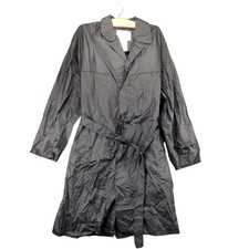 Exclusive Lightweight Trench Coat Overcoat Womens Medium Black Nylon Made Italy