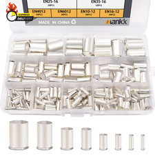 166 Pcs Wire Ferrules Kits Silver Plated Copper Crimp Terminal Connector 8 Sizes