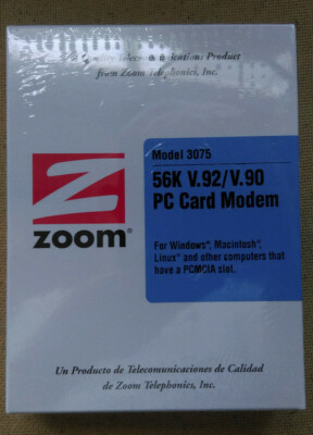 Vintage Zoom 3075 56k V.92/V.90 PC Card Modem. PCMCIA. New original ...