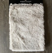 ROBERT STANLEY Faux Fur Table Runner 72 x 13 Beige Winter Cabin Rustic Farmhouse