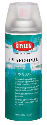 Krylon K01375000 Gallery Series UV Archival Varnish Aerosol Spray, Gloss, 11 ...