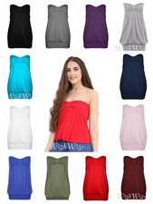 LADIES WOMENS STRAPLESS KNOT BOOBTUBE BANDEAU SUMMER TOP JERSEY PLUS SIZE TOP