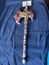 Halloween KBW Silver Bloody Axe 28" Cow Skull Foam Fake Weapon Costume Accessory