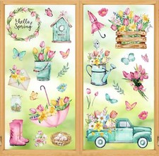 Whaline 75Pcs Spring Summer Tulip Window Clings Flower Multicolor