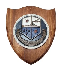 USS Worden Destroyer Medal Emblem of Wood Plaque 12 1/2" Long JRR 8