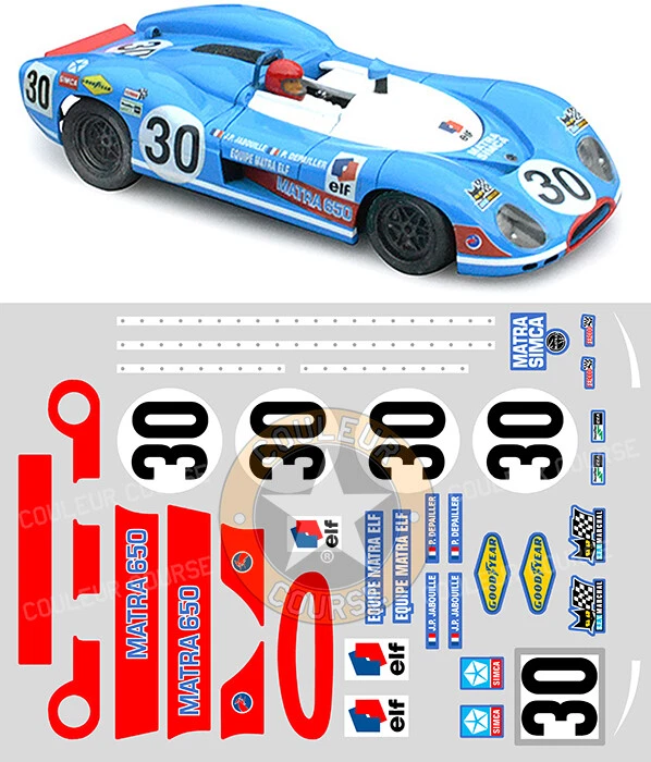 STICKERS POUR MATRA 650 #30 LM70 ECH 1/40 ou 1/32 (NO DECAL IDEAL SLOT) DCS026