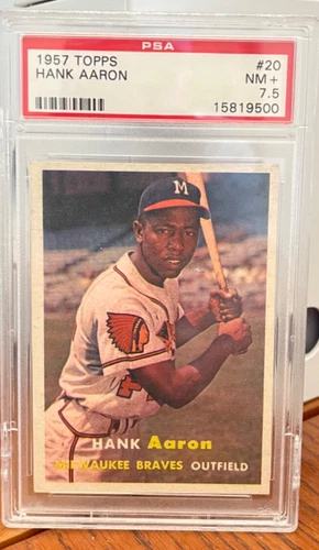 1957 TOPPS #20 HANK AARON PSA 7.5 NM+  HOF  BRAVES