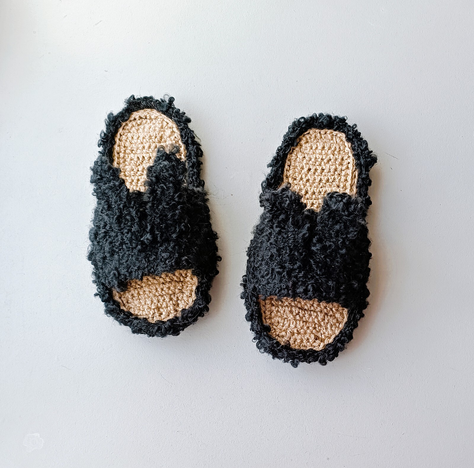 SAOLA Pantofole coniglio nero nuove taglia 8 5 scarpe fatte a mano in canapa suola antiscivolo