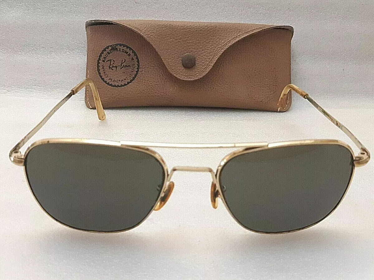 VTG AMERICAN OPTICAL AO 5 1 2 SUNGLASSES GOLD FRAME LARGE SIZE RAY BAN CASE