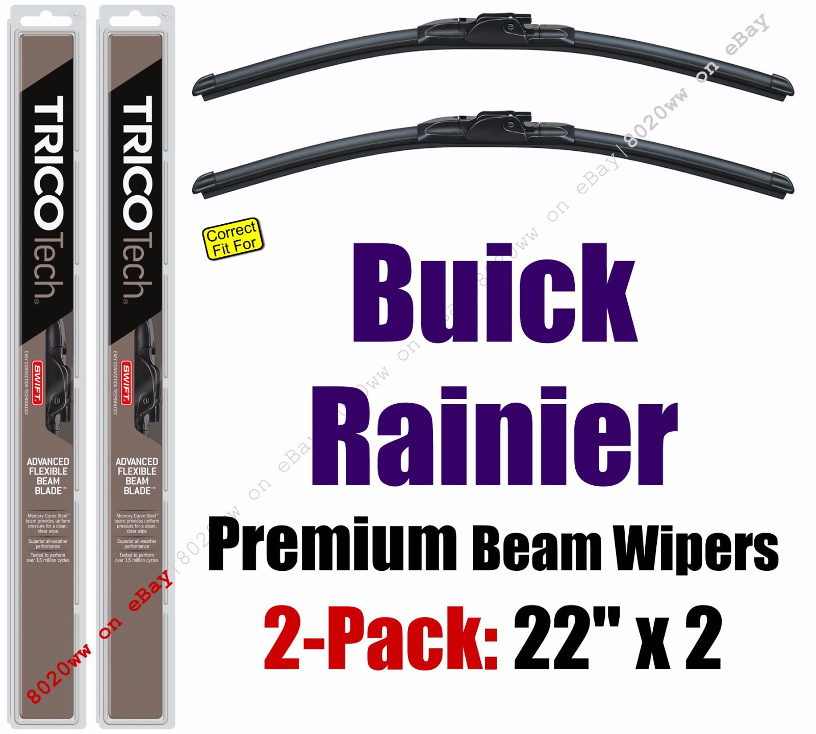 Wipers 2 Pack Premium Wiper Beam Blades fit 20042007 Buick Rainier