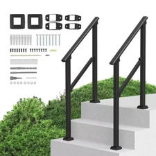 Handrails for Outdoor Steps 2-Piece 2-3 Step Stair Handrail Kit Transitional Car