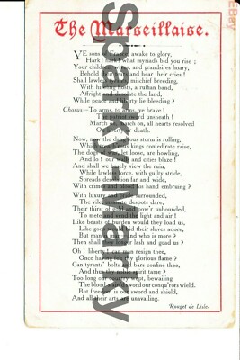Die Marseillaise 1.WK (Französische Henne auf Englisch) Vintage Postkarte H08