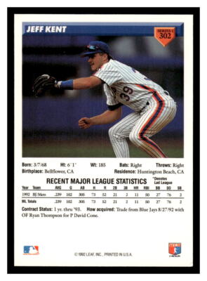 メジャー 19993 Donruss #302 Jeff Kent – Mets | eBay