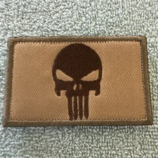 PUNISHER SKULL 2x3 Embroidered Morale Patch Hook Backing Brand New