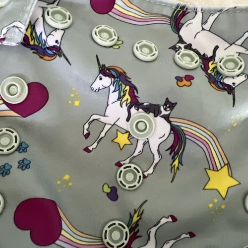 GroVia Purrrrfact Adjustable All In One Diaper With Inserts 10-35lbs Unicorn Cat - Picture 2 of 12