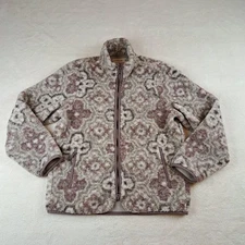 Abercrombie & Fitch Jacket Unisex Medium Beige Mauve Sherpa Fleece Full Zip Cozy