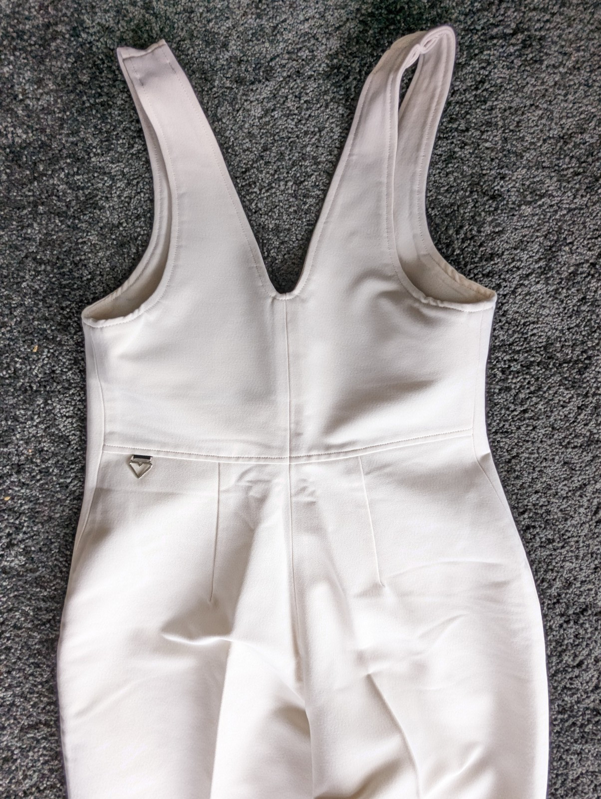 Vtg 90s Obermeyer Stirrup Ski Suit Jumpsuit Women's 10R Ivory Wool Blend Stretch