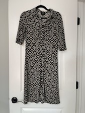 Laundry by Shelli Segal Geometric Shirt Dress Size 8 Black Beige Office Workwear