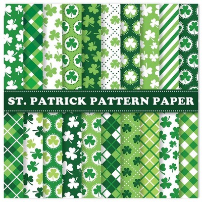 40 Sheets Green St. Patrick's Day Pattern Paper Shamrock Scrapbook Craft Paper 6